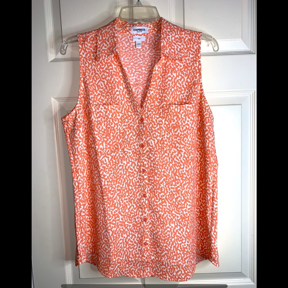 Express Peach Sleeveless Portofino Shirt Size Large